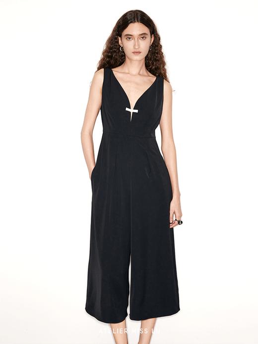 【罗马画报】弧形深V领露背七分连体裤 商品图2