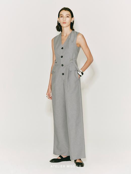 【黎明之前】缝线设计可调节腰带无袖连体裤 商品图2