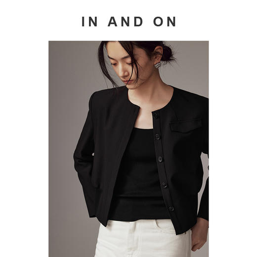 IN AND ON 新款 优雅 悦己  罗纹收腰短款外套 54146 商品图2