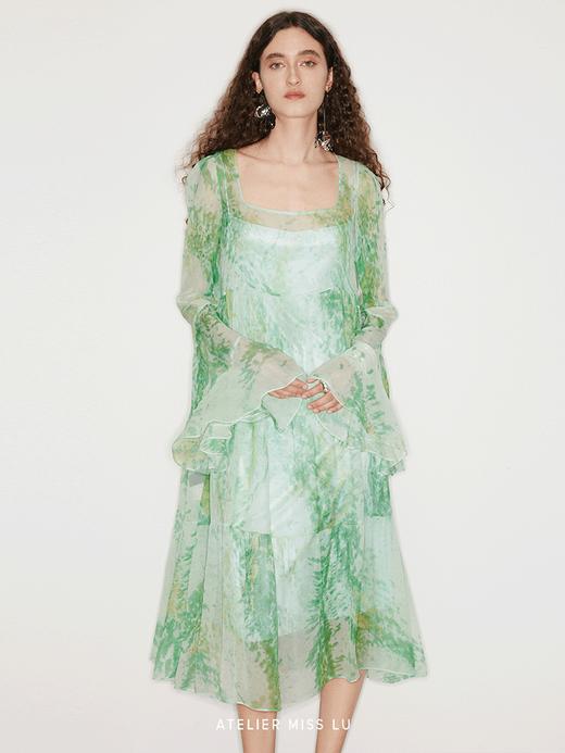 【怦然心动】品牌定染印花桑蚕丝两件套连衣裙 商品图2