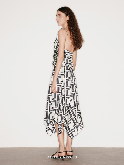 【银河旷野】品牌定染印花交叉露背假两件连衣裙 商品图1