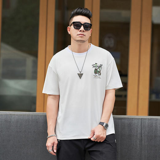 【新款DMH】大依优型大码男装圆领短袖T恤加肥加大休闲肥佬男上衣夏季半袖胖子潮款 商品图0