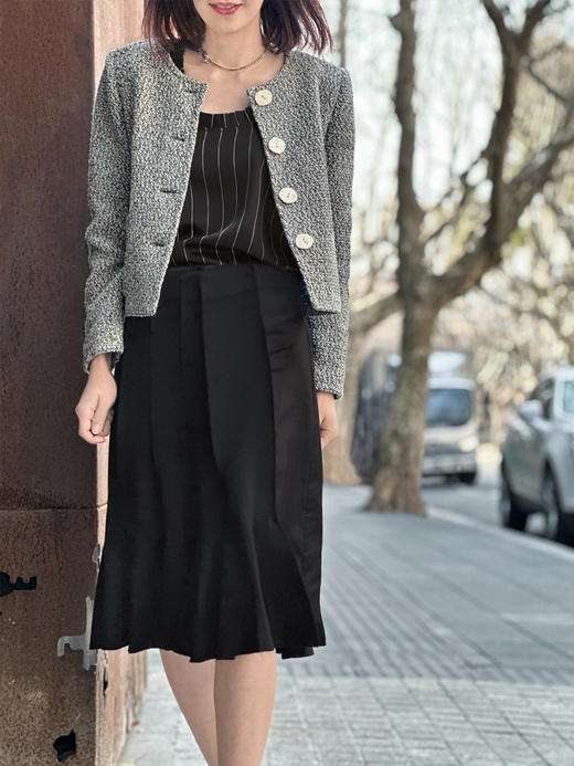 TYNVIE 圆领复古短外套-灰花呢 商品图2