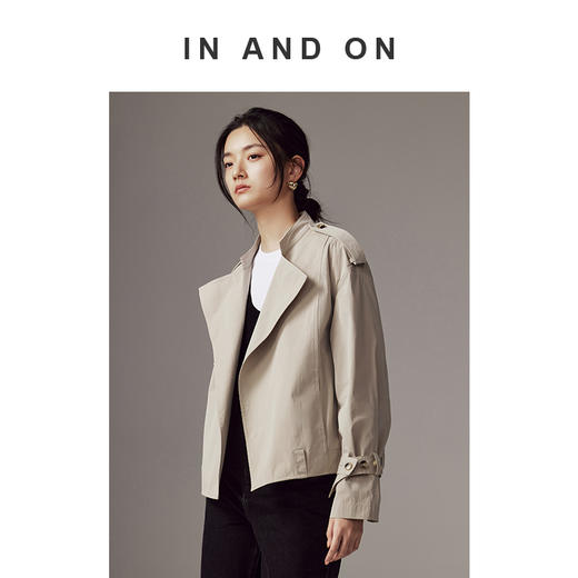 53889 IN AND ON 新款 英伦周末 雾光休闲短款风衣 商品图1
