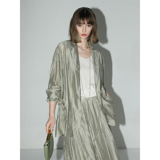 COCOBELLA国风刺绣莱赛尔西装薄荷曼波薄款假两件外套SI3025 商品图3