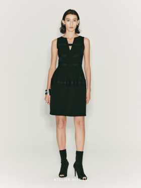 【无星夜】缠绕线条收腰廓形无袖连衣裙