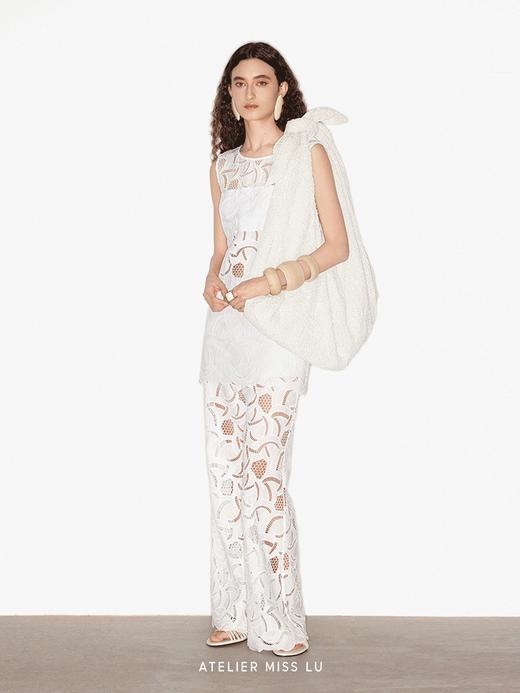 【栀花清梦】光影镂空蕾丝拼接无袖长款上衣 商品图2