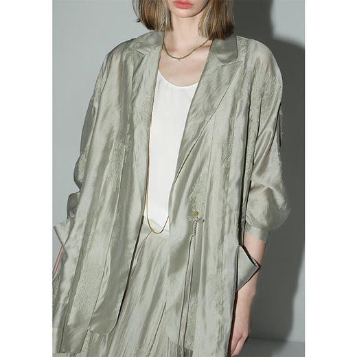 COCOBELLA国风刺绣莱赛尔西装薄荷曼波薄款假两件外套SI3025 商品图1