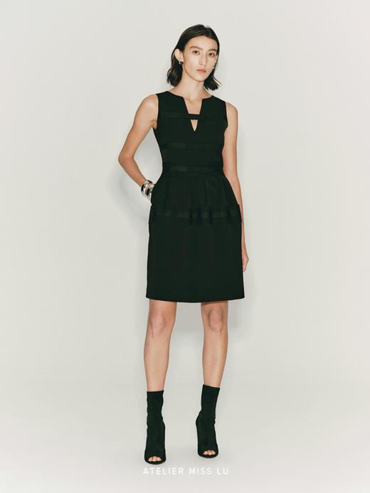 【无星夜】缠绕线条收腰廓形无袖连衣裙 商品图2