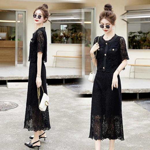 【预订·最迟6天发货】蕾丝连衣裙女两件套2024夏季新款高级感小香风气质法式半身裙套装 商品图3