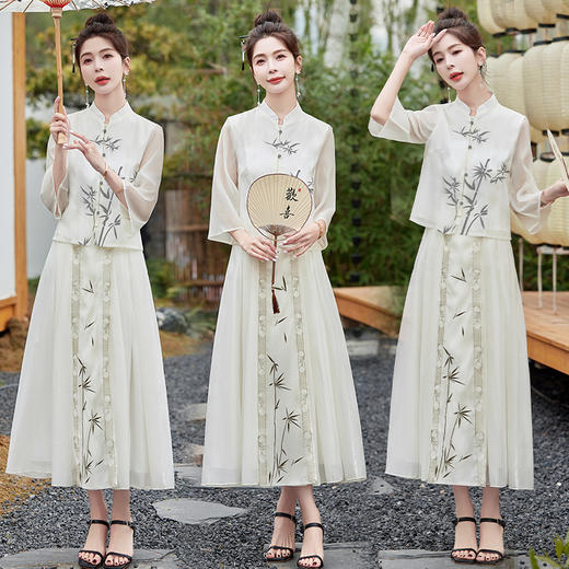 复古新中式，设计感重工上衣半身裙两件套HR-ZMFS24318 商品图4