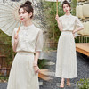 复古新中式，透气设计感流苏重工刺绣上衣裙子两件套HR-ZMFS24320 商品缩略图4