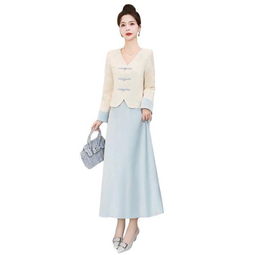 【预订·最迟6天发货】吊带连衣裙2024春夏新款高端精致气质新中式国风蕾丝西装长裙套装 商品图4