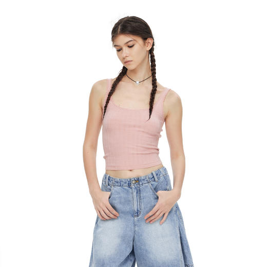 NUTH俏皮花边蕾丝吊带修身显瘦遮副乳正反两穿针织吊带背心女 商品图3