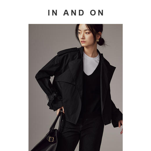 53889 IN AND ON 新款 英伦周末 雾光休闲短款风衣 商品图3