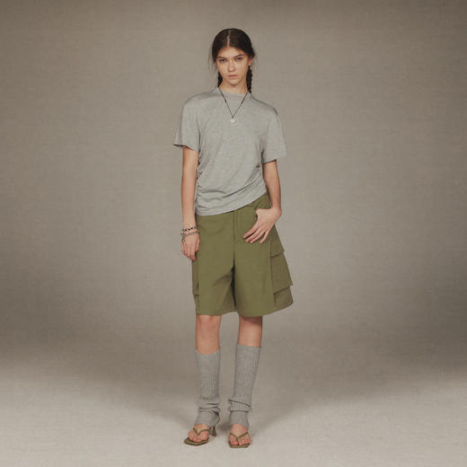 NUTH宽松阔腿搭片设计感多口袋工装五分中裤 商品图5