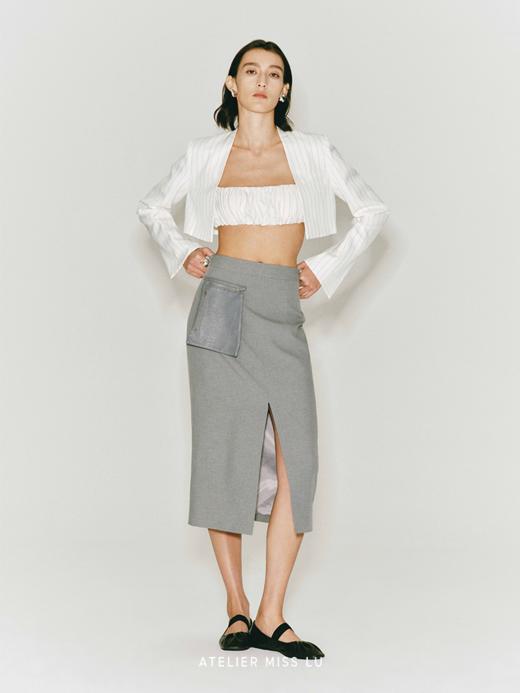 【奶油泡芙】细条纹醋酸抽褶吊带 商品图0