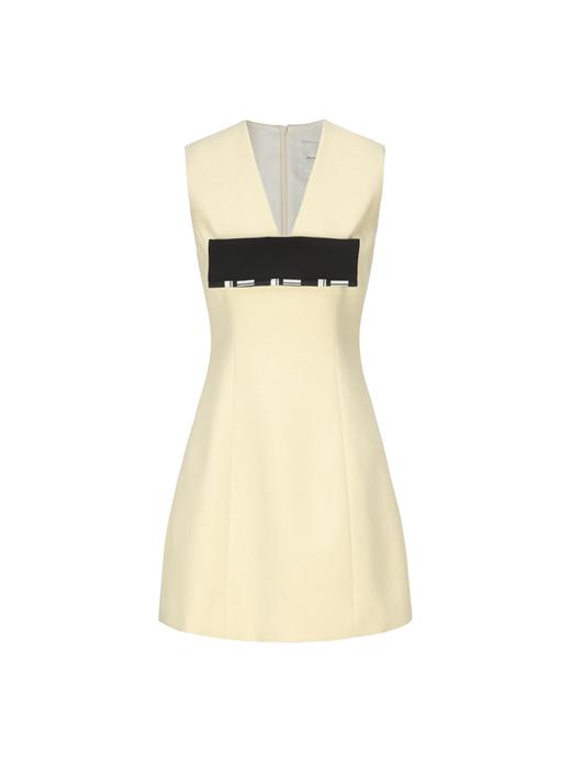 【伯尔尼香槟】蝴蝶结撞色收腰A字连衣裙 商品图4