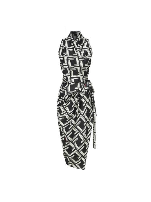 【夜月女神】品牌定制字母印花桑蚕丝收腰裹身裙 商品图4