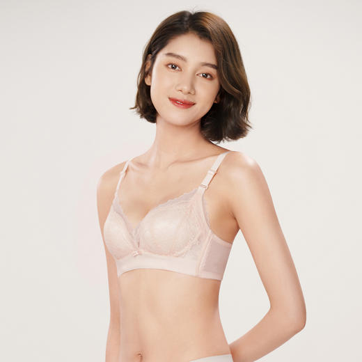 都市丽人自然舒适内衣女蕾丝文胸A杯适穿3/4杯中厚无钢圈三排扣LB42D1 商品图2
