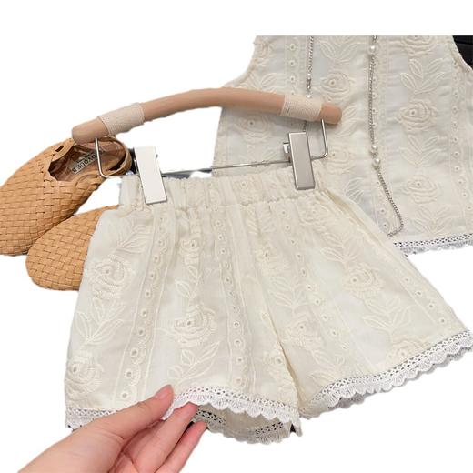 【6款！】柠里童装女童洋气网红夏季新款套装儿童夏装镂空蕾丝背心短裤套装 商品图4