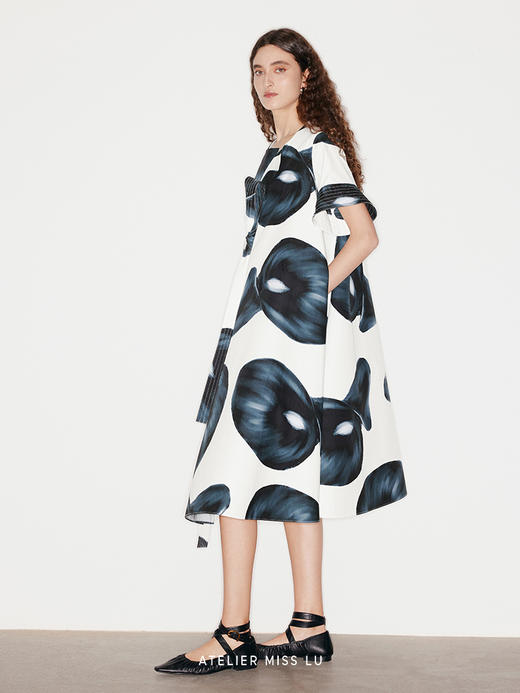 【夏日特调】品牌定染马蹄莲印花廓形连衣裙 商品图2