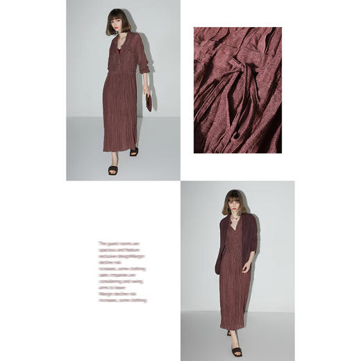 COCOBELLA重工压褶炒色连衣裙长袖衬衫裙吊带裙两件套FR0019-2 商品图2