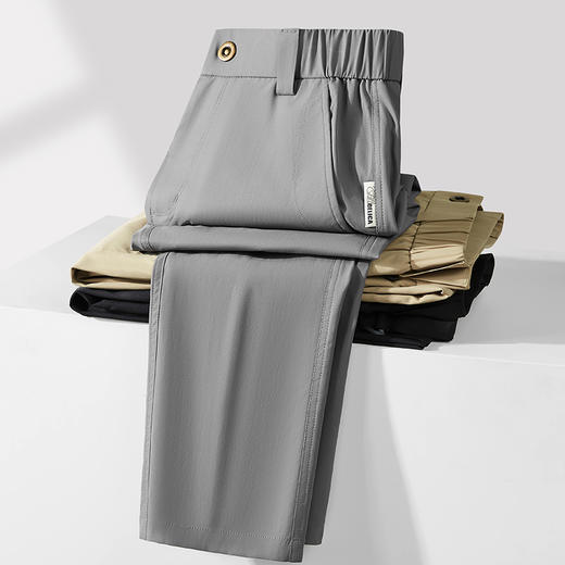 【三防面料】【新款DDP】大依优型大码冰丝弹力松紧腰商务休闲裤YKK拉链直筒裤夏季弹力加肥加大宽松大码男士 商品图1