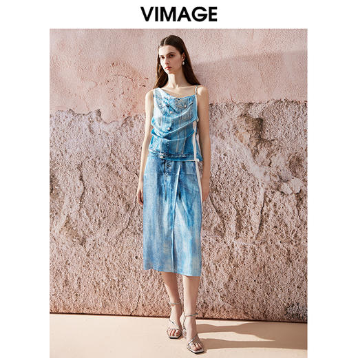 VIMAGE纬漫纪夏季新款设计感显瘦无袖背心上衣V2113717 商品图1