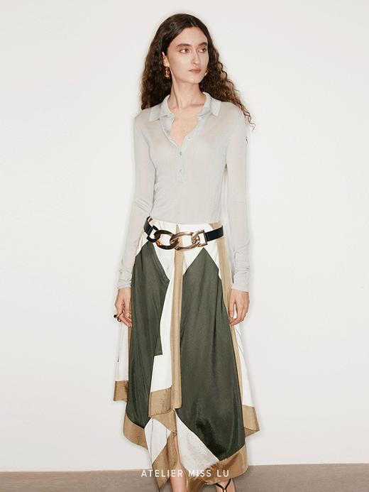 【吉普赛女郎】几何撞色印花不规则醋酸半裙 商品图3