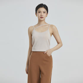 东黎 • 山羊绒女士春夏精纺斜肩带无袖休闲背心 4214