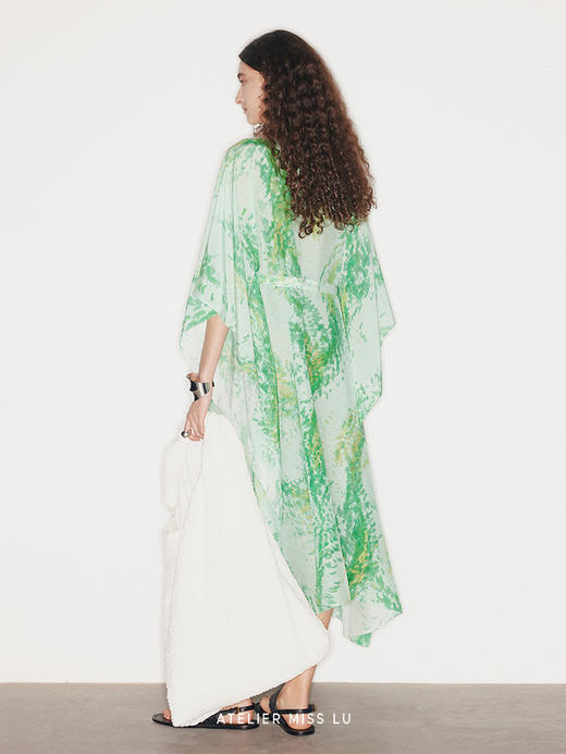 【森之谷】品牌定染印花立裁桑蚕丝连衣裙 商品图3