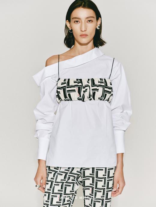 【白巧泡芙】品牌定制字母印花抽褶吊带 商品图2