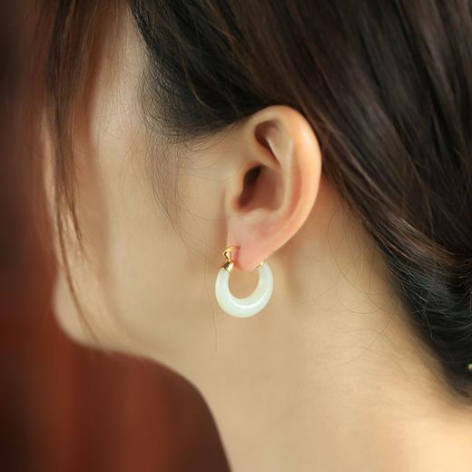 TZW-小银匠S925纯银耳环女中国风宫廷碧玉耳圈耳扣高级感故宫耳饰耳坠 商品图2