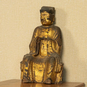 清 木胎金漆文官造像
