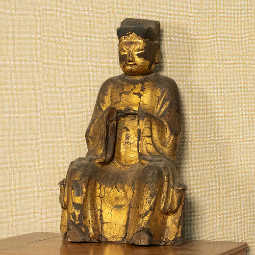清 木胎金漆文官造像 商品图0