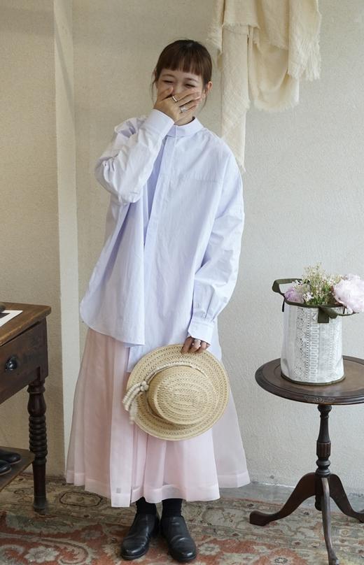 ECOLE DE CURIOSITES 真丝欧根纱面料轻粉半身裙 商品图1