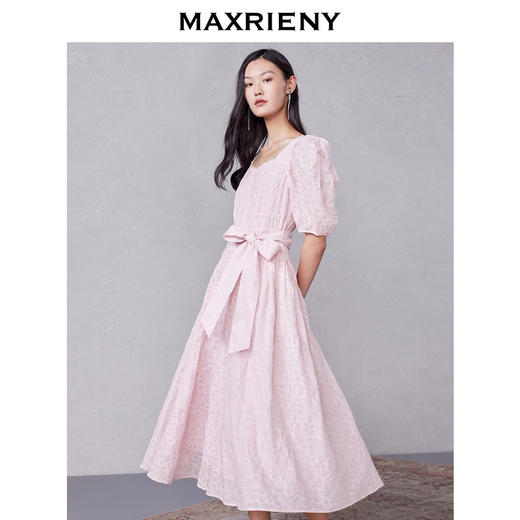 MAXRIENY落樱公主茶歇裙夏蝴蝶结连衣裙中长显瘦(货号:MC87DR273) 商品图1