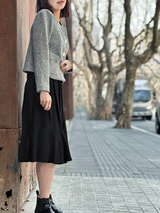 TYNVIE 圆领复古短外套-灰花呢 商品图1