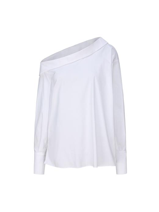 【清泉】不对称斜肩设计白衬衫 商品图4