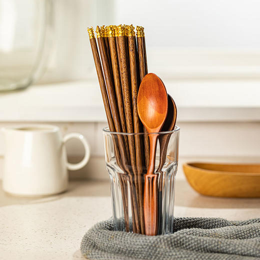 摩登主妇鸡翅木筷子家用高档2024新款防霉实木筷个人专用一人一筷 商品图2