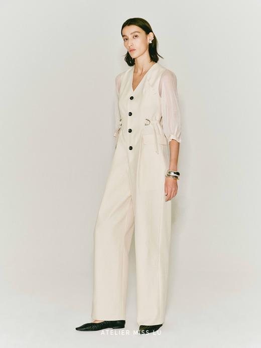 【日落之前】可调节腰带纱袖连体裤 商品图2