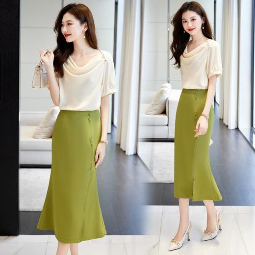【预订·最迟6天发货】职业套装裙高级感夏2024新款时尚气质女神范御姐洋气雪纺两件套裙 商品图0