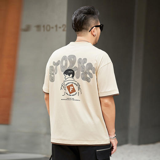 【新款DMH】大依优型大码男装前后印花圆领短袖T恤加肥加大休闲肥佬男上衣夏季半袖胖子潮款 商品图3