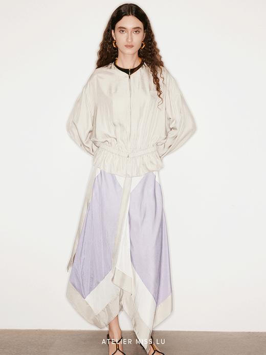 【月色香芋】几何撞色印花不规则醋酸半裙 商品图2