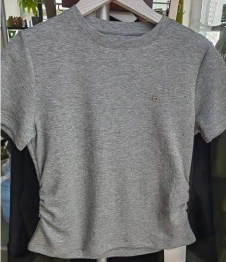 【现货】Lilymoon24夏新款短款装饰线小圆领T恤舒适时尚休闲百搭打底 商品图1