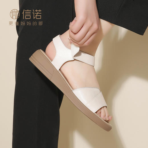 信诺 真皮舒适女鞋 2024新款夏季妈妈鞋中年女士外穿软底防滑凉鞋L260-2 商品图6