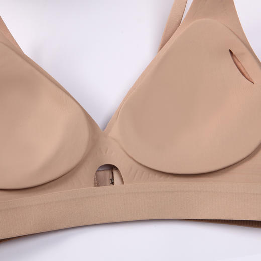 都市丽人Vbra内衣深V领口内衣女罗纹锦泳文胸无尺码3/4杯中厚无钢圈三排扣LB462K 商品图8