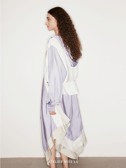 【葡萄奶昔】撞色拼接复古连帽拉链醋酸上衣 商品图3