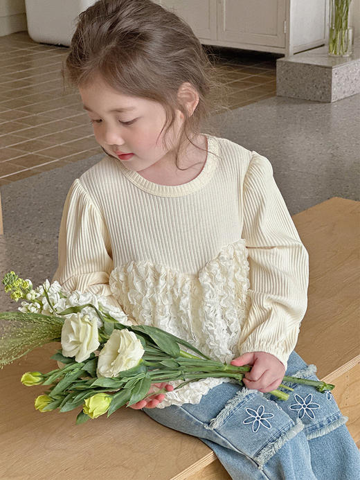 【花朵刺绣牛仔裤】女童牛仔裤春秋2024新款儿童洋气时髦微喇裤子女宝宝春装百搭长裤 商品图3